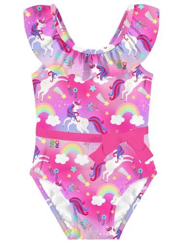 Image of Girls One Piece Swimsuits Toddler Cute Ruffle Bathing Suits Quick Dry Beach Swimwear Size 2-7 Years
