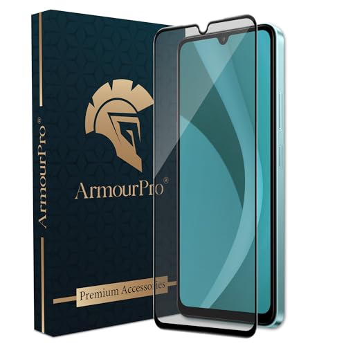 Image of ArmourPro Military Grade Matte Anti-Glare Tempered Glass Screen Protector for Poco C75 (6.887 Inch) With Installation Kit | Edge to Edge Coverage | Black