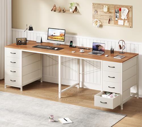TVU 2 Person Desk with 8 Drawers, Large Home Office