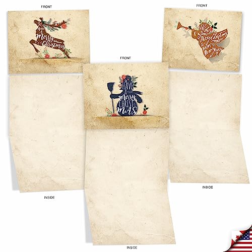 Image of The Best Card Company - 10 Blank Merry Christmas Note Cards (4 x 5.12 Inch) - Boxed Holiday Notecards with Envelopes - Holiday Knockout M6666XSB