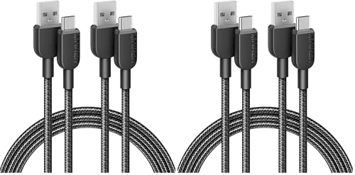 Anker USB A to USB C Cable, Charger Cord (4 Pack, 6FT), for iPhone 17 Series,Samsung Galaxy Note 10/S10+ S10, LG V30 (Black)