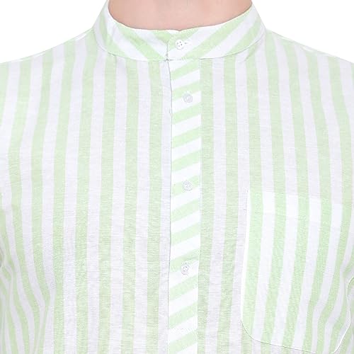 Image of LATEST CHIKAN Broad Striped Cotton Men's Long Kurtas