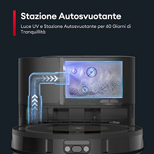 Ultenic TS1 Robot Aspirapolvere Lavapavimenti, con Svuotamento Automatico, Navigazione Laser,Panni di Lavaggio Doppio, 120 Min, 3000Pa, WiFi/APP/Alexa/Siri/IFTTT