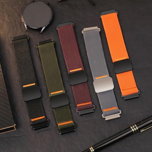 Image of Elastic Nylon Bands for Garmin Venu 3S 2S /Venu 4 41mm /Vivoactive 4S /Vivomove 3S /Forerunner 265S /255S Band Women,18mm Quick Release Magnetic /Parachute Buckle Stretchy Nylon Sport Watch Strap