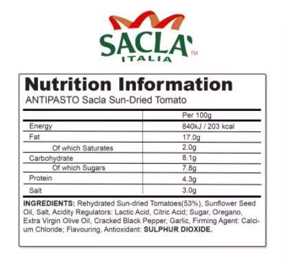 Sacla Antipasto pour tomates séchées au soleil 280 g – Les italiens adorent les antipasti, le parfait débutant avant le cours principal
