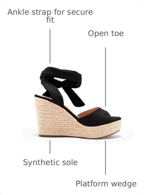 Image of Womens Platform Espadrille Wedges Open Toe High Heel Sandals with Ankle Strap Buckle Up Shoes