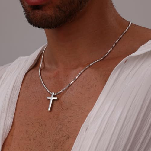 Easter Gifts Cross Necklace for Men Boy Initial Cross Chain Pendant Necklace Religious Gifts Christian Jewelry Gift for Men Boy3