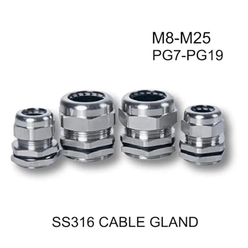 Prensaestopas de acero inoxidable M25 con rosca metal impermeables para cables 8