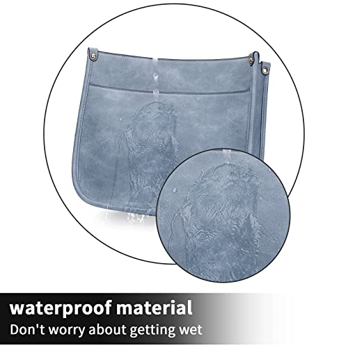 HKCLUF Crossbody Bags for Women Designer Leather Hobo Handbags With 2 Adjustable Leopard Guitar Strap Shoulder Bucket Bags, A4-blue, Durable,unique