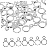 JUMPLAWN 50個 ステンレス製字ファスナーリング 釣り用ジギングリング 穴付き連結コネクター 速装設計でライン絡み防止 多用途フィッシング