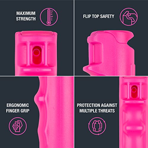 SABRE Pepper Spray and Stun Gun Multi-Range Protection Pack, 25 Bursts, 10-Foot (3 Meter) Range, Ergonomic Finger Grip, Flip Top Safety, Key Ring, Painful 1.60 μC Charge, 120 Lumen Flashlight, Compact