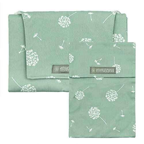 Mimuselina Pack Cambiador de Paseo Portatil + Portapañales o Guardapañales a Juego (Diente Leon Menta)