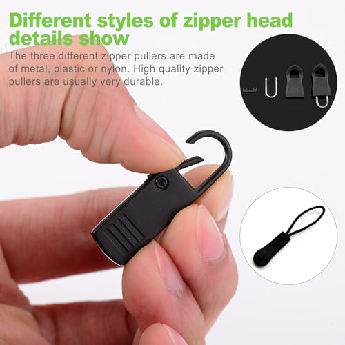 CeroDimo 20 Pcs Universal Zipper Repair Kit, Fixer Sliding Teeth, Replacement, Paracord Zipper Pulls for Jackets, Luggage, Backpacks, Pants, Boots, Tents