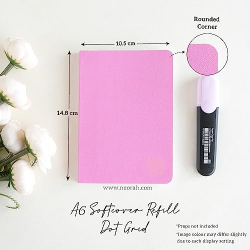 Image of NEORAH -A6 Dotgrid Notebook SOFT COVER Organiser REFILL|Dotted notebook Journal | 110 GSM |160 pages (Size 14.8 cm x 10.5 cm) Planner Journaling Writing Note Taking Diary,Travellers journal- LAVENDER