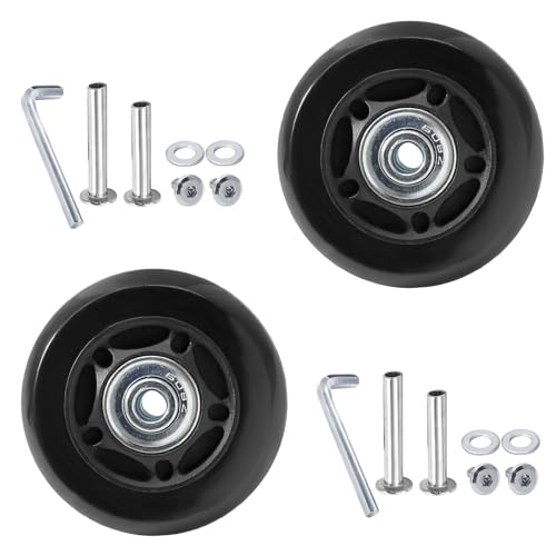 Image of Luggage Wheels Replacement, 60 x 18mm, Black Rubber, 2pcs