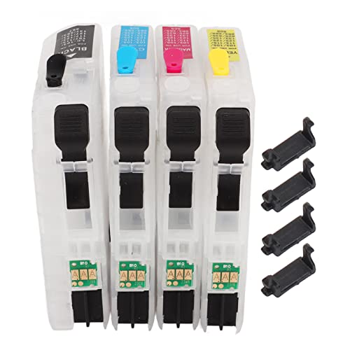 Cartouches d'encre rechargeables LC123 pack 4 pièces noir et couleur pour imprimante jet d'encre