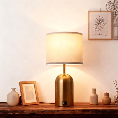 Opiniones de Lámpara de mesa . 46 Lámpara de Buró con Control Táctil, Lámpara de Mesa para Recámara, Sala de Estar, Mesita de Noche, con Intensidad Regulable de 3 Niveles, Puerto de Carga USB y Foco Incluido