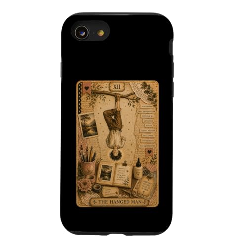 Carcasa para iPhone SE (2020) / 7/8 The Hanged Man Tarot Card Scrapbook Design