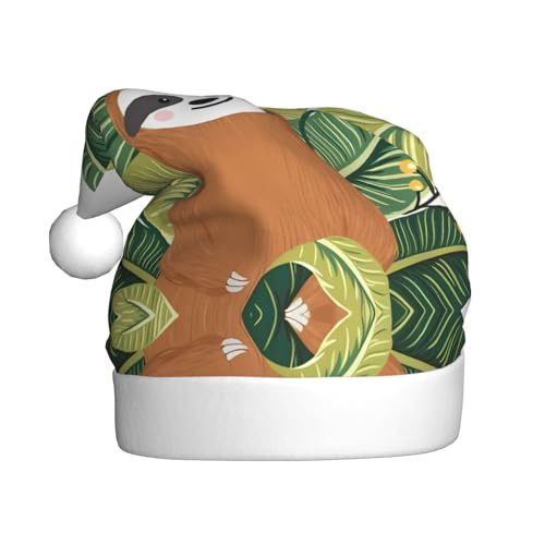 QAZWZML Niedliche Faultier und Blätter Weihnachtsmütze für...