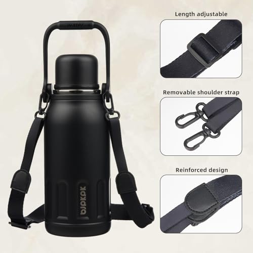 Image of BJPKPK Stainless Steel Insulated Bottle with Handle & Strap, 40oz