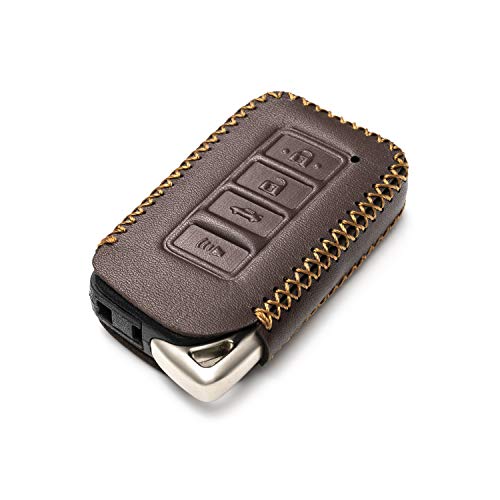 Image of Vitodeco Genuine Leather Smart Key Fob Case Cover Protector Compatible for Lexus UX, NX, RX, GX, LX, is, ES, GS, LS (2014-2021) - 4-Button, Brown (Pack of 2)