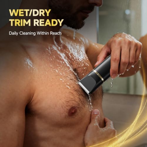 tiovara Beard Trimmer for Men, IPX7 Waterproof Electric Razor Nose Hair Trimmer Hair Clipper, Cordless Mens Electric Shaver Body Groomer with LED Display, 90 Min Runtime, Gifts for Men - image 7