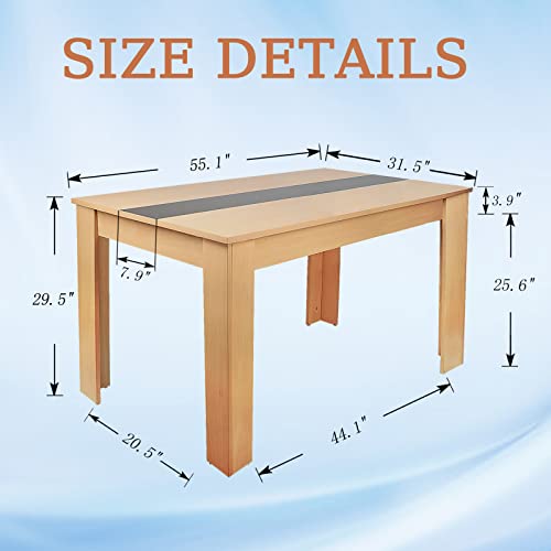 Farmhouse Dining Chair Table Modern Mid-Century Dining Table Wood Dining Room Chair Table For Home Kitchen Dining Room Cafe Market Brown #TOP2