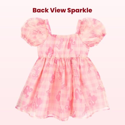 Barbie Big Girls' Printed Organza Flare Gown Pink 10-12 - image 3