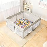 OUUTMEE Laufstall Baby Laufgitter 127 x 127 cm Faltbarer Baby-Spielzaun, 150D Oxford Indoor- und Outdoor-Spielzaun mit Aufbewahrungstasche, Playpen (Beige)