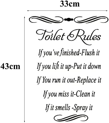 2 Pcs Toilet Seat Sticker Toilet Seat Decoration PVC Toilet Rules Bathroom Decals for Home Living Room Bedroom Kitchen Decor