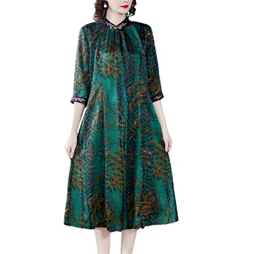 Robe midi en soie imprimée EN8 Hdhdeueh pour femme grande taille XL style vintage