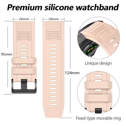 Image of 26mm Quickfit Silicone Watch Bands Compatible with Garmin Fenix 8 Pro /quatix 8 51mm /Fenix 7X /7X Pro /6X /6X Pro /5X /5X Plus /3 HR /Enduro 3 2 /Descent Mk3i 51mm /Mk2i /Tactix 8 /7 pro /epix Pro 51MM