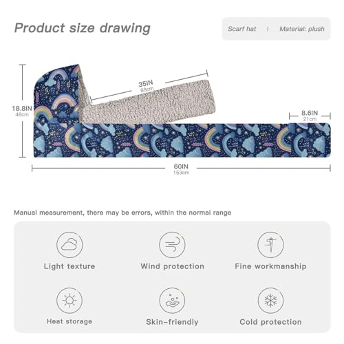 Winter Hooded Scarf for Women Cute Cartoon Rainbow Flower Hoodie Hat Scarf Gloves Set Fashion Warm Long Scarf Shawl Wraps With Pocket Soft Headscarf Neckwarmer Hoodie Hat4