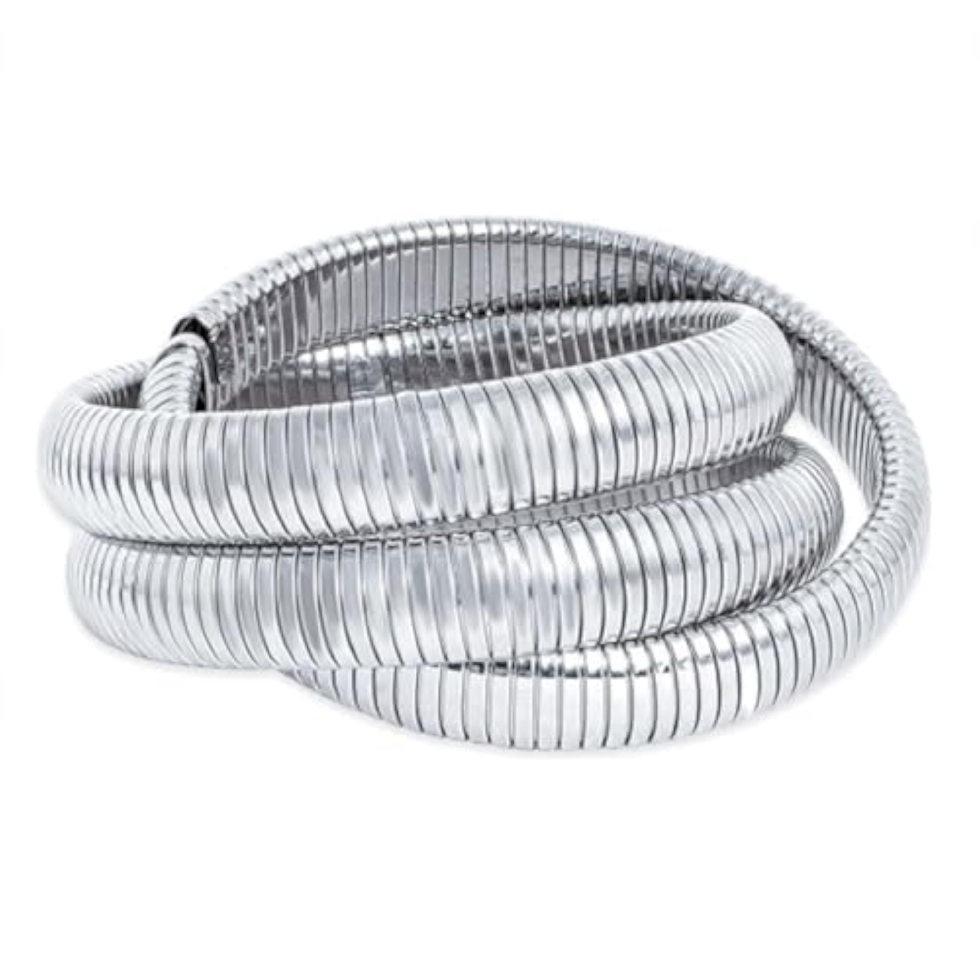 Women's Rhodium-Plated Stainless Steel Multi-Layered Statement Bracelet