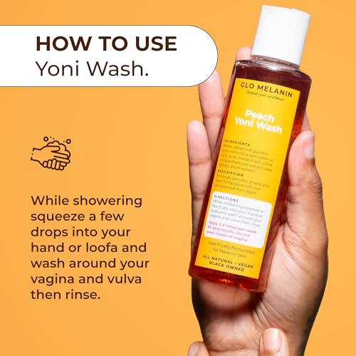 Glo Melanin Peach Yoni Wash with Aloe Vera, All Natural Feminine Wash for Women pH Balance, Hygiene Vagina Wash Soap for Women Sensitive Skin Safe