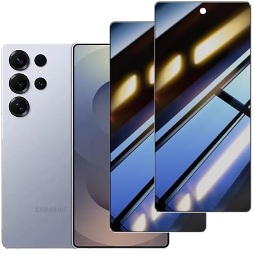 Privacy Screen Protector for Samsung Galaxy S25 Ultra 2 Pack Anti-Spy Tempered Glass Film Fingerprint Unlock Compatible Anti-Scratch HD Clear Case Friendly Easy Installation Bubble Free