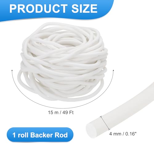 uxcell 49Ft Backer Rod, 0.16 Inch Thick Silicone Rubber Foam miniatura 2