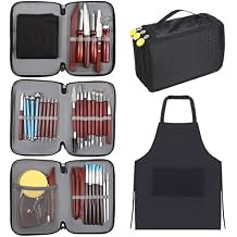 42 Pcs Pottery Tools Pottery Sculpting Tool, Potterys Kit, Clay Sculpting Tools, Ceramics Tool Set with Carrying Case Bag and Apron, for Potterys Wheel, DIY Arts and Crafts