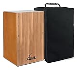 XDrum Cajon El Bajo Bass Port Walnut/Zebrano - Integrierter Bass Port für druckvollen Sound - Trommelkiste für Percussion - Kistentrommel aus Holz - Inkl. Tragetasche