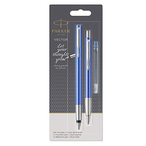 Parure stylo bille et stylo plume PARKER Vector bleu