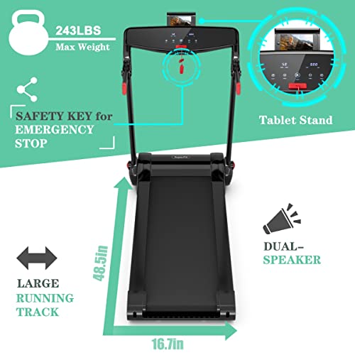 Image of GYMAX Folding Treadmill, 3.0HP Free Installation Running Machine with Bluetooth Speaker, HD Touch Screen Monitor, Smart APP Control, Silent Jogging Walking Machine for Home Office