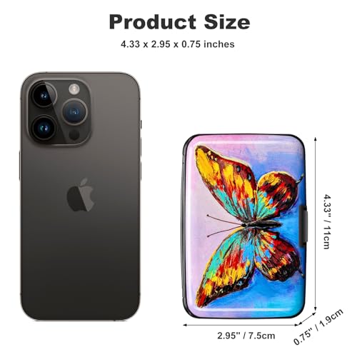 Image of Elfish RFID Blocking Credit Card Protector Aluminum ID Case Hard Shell Business Card Holders Metal Wallet for Men or Women, One Butterfly,