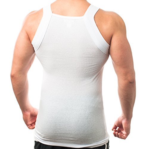 Different Touch Men's G-Unit Style Tank Tops Square Cut Muscle Ribbed Underwear Shirts (2XL, 4 Pack (Assorted))