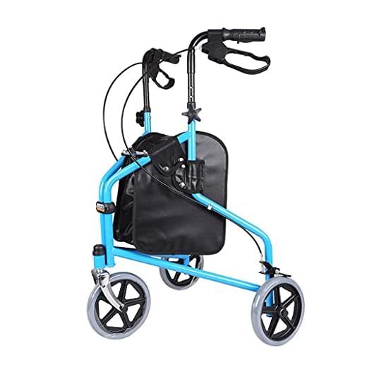 sjdoPulse Foldable Walker Walker Walker Aluminum Three Wheel Walker Walker 3 Wheel Walker Height Adjustable Handles Foldable Lightweight
