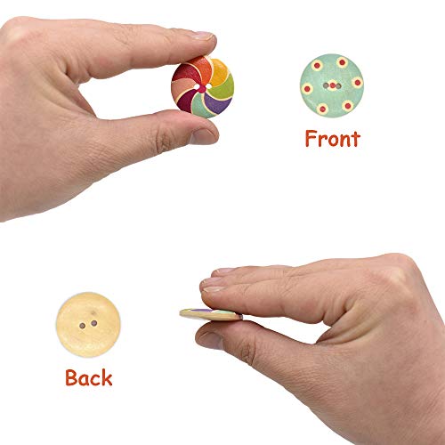 Renashed 50Pcs Mixed Color Design Wooden Buttons In Bulk For Crafts Scrapbooking Or Sewing And Diy Craft (30Mm) #TOP2