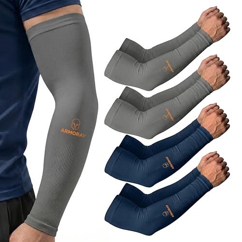 Image of Arm Sleeves for Men and Women - UV Sun Protection Cooling Compression - Tattoo Cover Up Sleeve for Daily Wear & Work