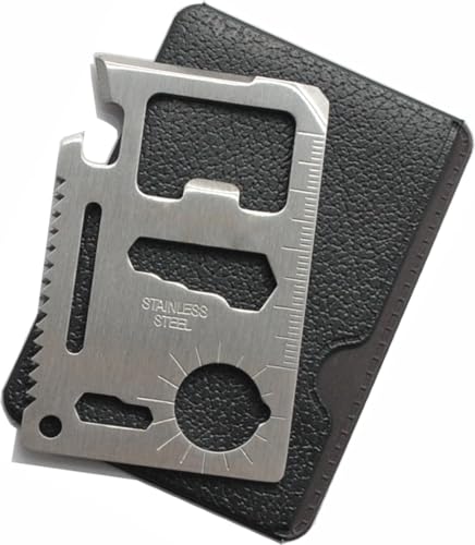 LORWADIYA Pocket Card Tool 11 in 1 Tool Emergency Survival Tool Camping Pocket Tool Can Opener Stainless Steel Credit Multipurpose Beer Bottle Opener Portable Wallet Size