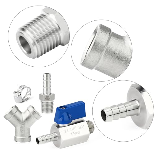 TAISHER 304 Stainless Steel 3 Way Shut Off Ball Valve，5/16" Hose Barb 2 Switch Y Shaped Valve for Fuel/AIR/Lquid/Gas by TAISHER - Used condition - Image 4