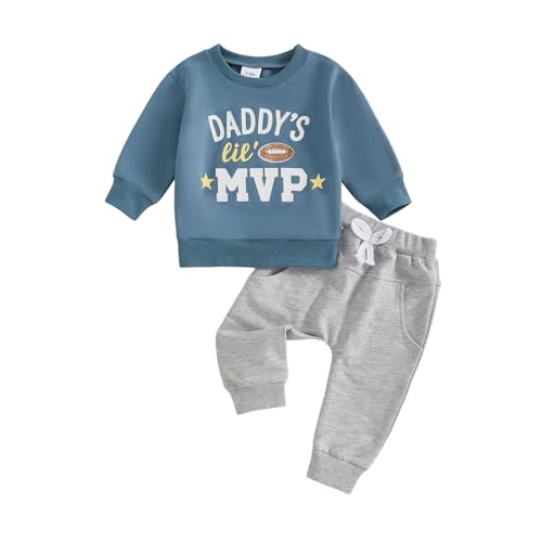 Toddler Baby Boy Fall Winter Clothes Football Theme Outfit Long Sleeve Sweatshirt Pullover Jogger Pant Set