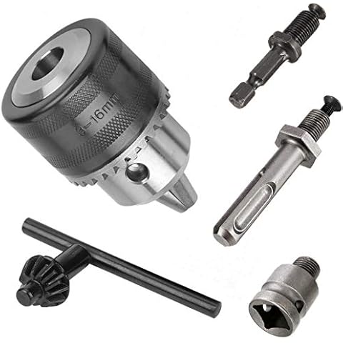 Hymnorq 1/2-20UNF Keyed Drill Chuck 3-16mm Clamping Range with SDS-plus Shank, 1/2 Socket Square Converter and 1/4 Inch Hex Shank, Fit Impact Driver Hammer, Electric Wrench and Air Screwdriver Cover